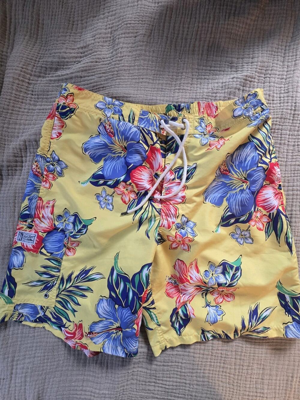 Polo Ralph Lauren Mens Floral Beachwear Swim Trunks size L beach resort cruise
